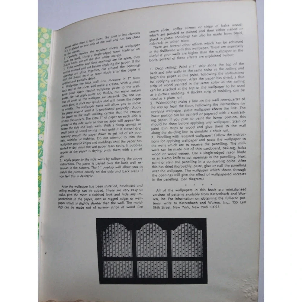 VINTAGE‎ 'READY-TO-USE DOLLHOUSE WALLPAPER' KATZENBACH & WARREN 1977 SIX DESIGNS